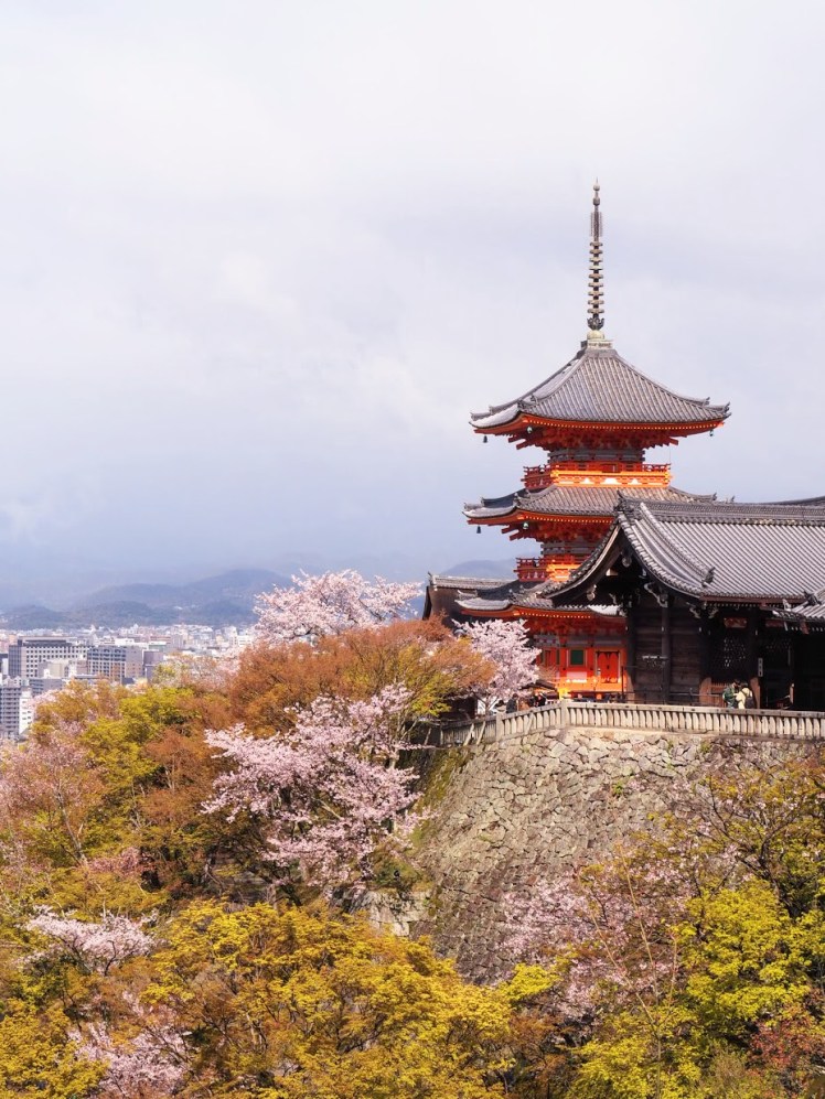 Kiyomizudera in sakura season Kyoto Japan